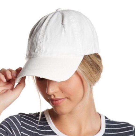 distressed white hat